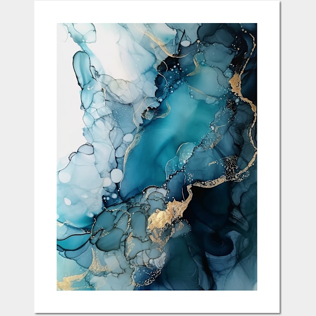 Aqua Splash - Abstract Alcohol Ink Art Wall Art by inkvestor